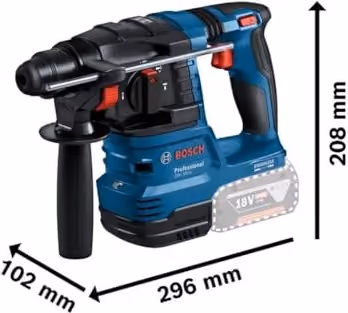 Bosch Professional GBH 18V-22 Akku-Bohrhammer SDS-plus in Blau mit Absaugung, ohne Akku