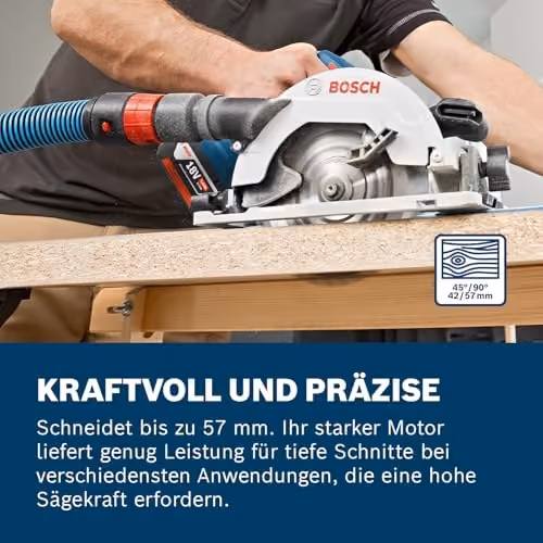 Bosch Professional GKS 18V-57 G Akku-Handkreissäge in Blau, ohne Akku