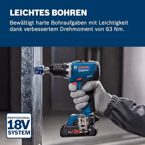Bosch Professional GSR 18V-65 Akku-Bohrschrauber in Blau, ohne Akku