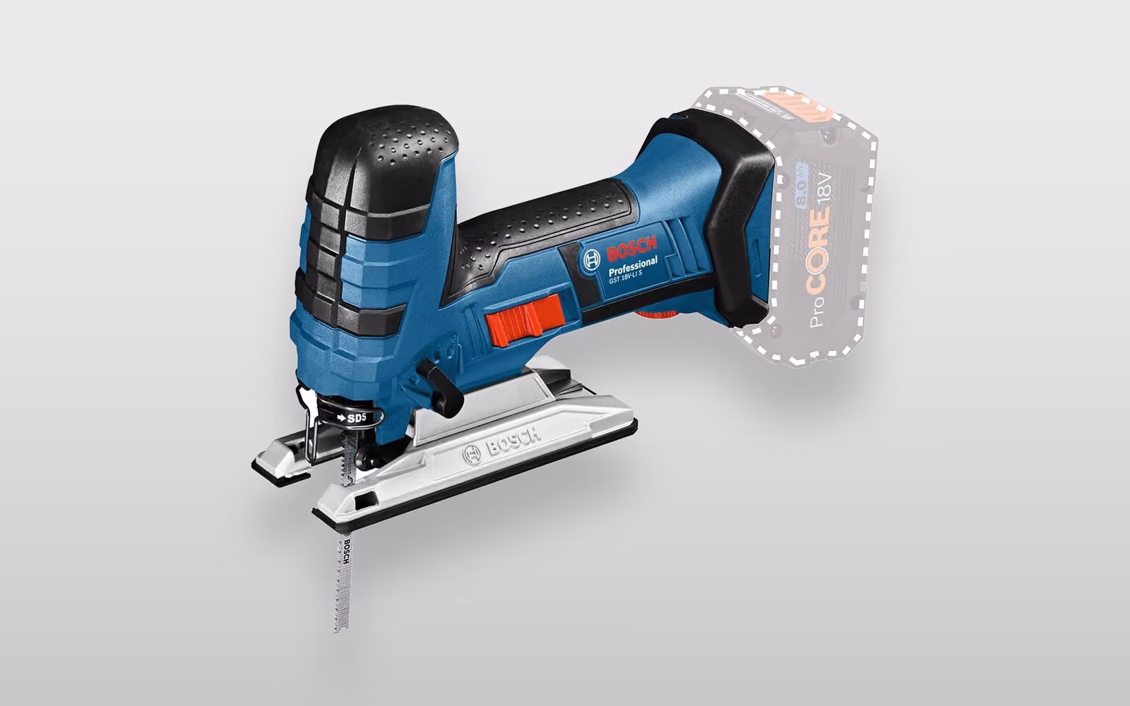Bosch Professional GST 18V-LI B Akku-Stichsäge mit Bügelgriff in Blau, ohne Akku