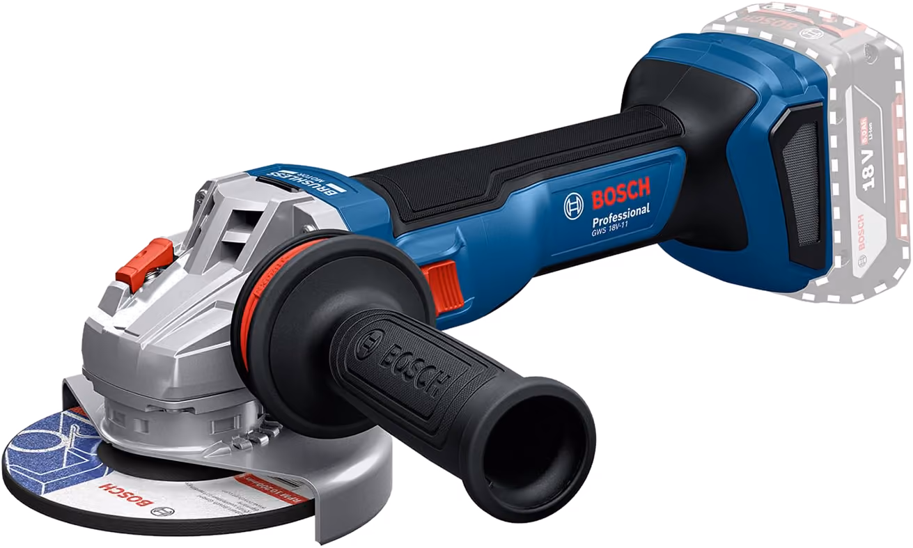 Bosch Professional GWS 18V-11 Akku-Winkelschleifer in Blau, ohne Akku