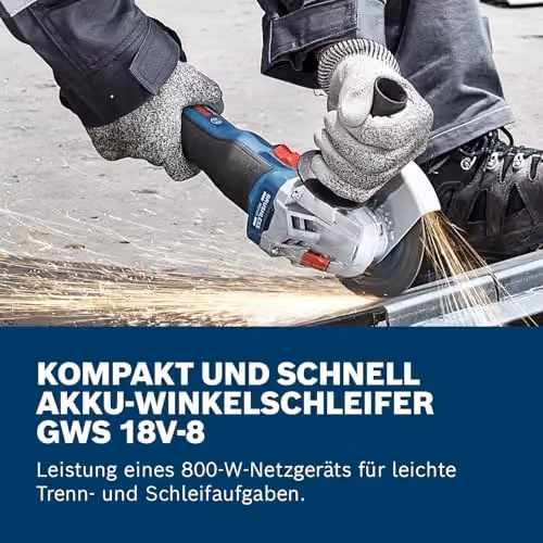 Bosch Professional GWS 18V-8 Akku-Winkelschleifer in Blau, ohne Akku