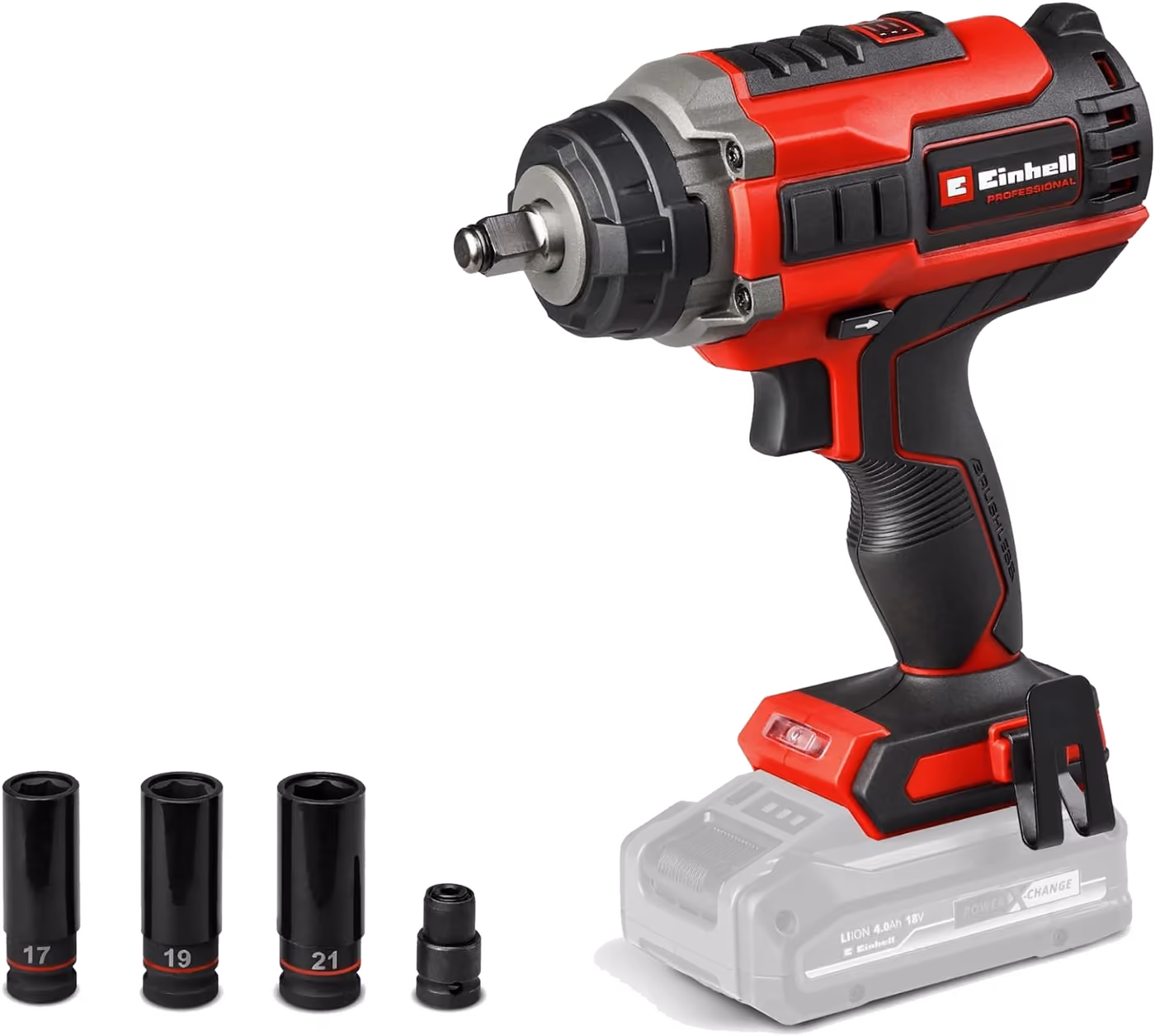 Einhell Professional IMPAXXO 18/450 Akku-Schlagschrauber in Rot und Schwarz, ohne Akku