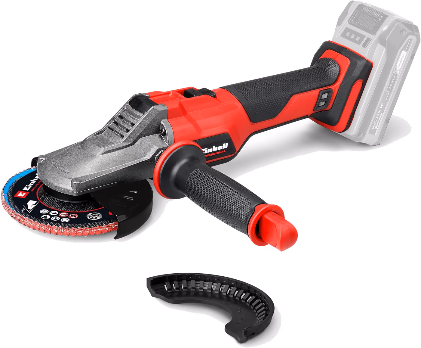 Einhell Professional TP-AG 18/125 F Li BL Flachkopf-Winkelschleifer in Rot und Schwarz, ohne Akku