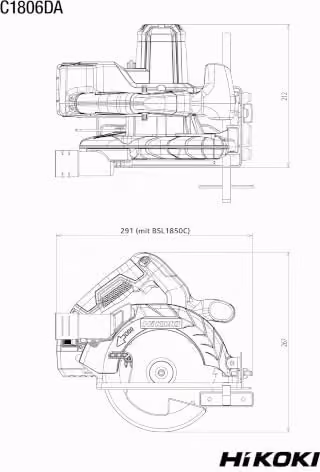 HiKOKI C1806DAW2Z Akku-Handkreissäge 18 V in Grün und Schwarz, ohne Akku