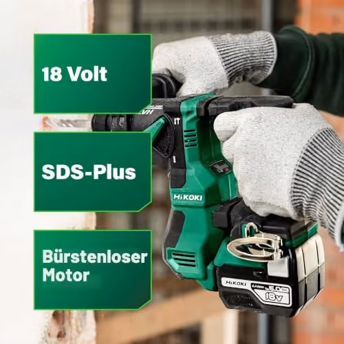 HiKOKI DH18DPAW2Z Akku-Bohrhammer SDS-plus 18 V in Grün und Schwarz, ohne Akku