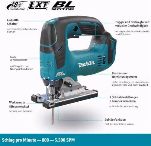 Makita DJV182Z Akku-Stichsäge 18 V in Petrol und Schwarz, ohne Akku
