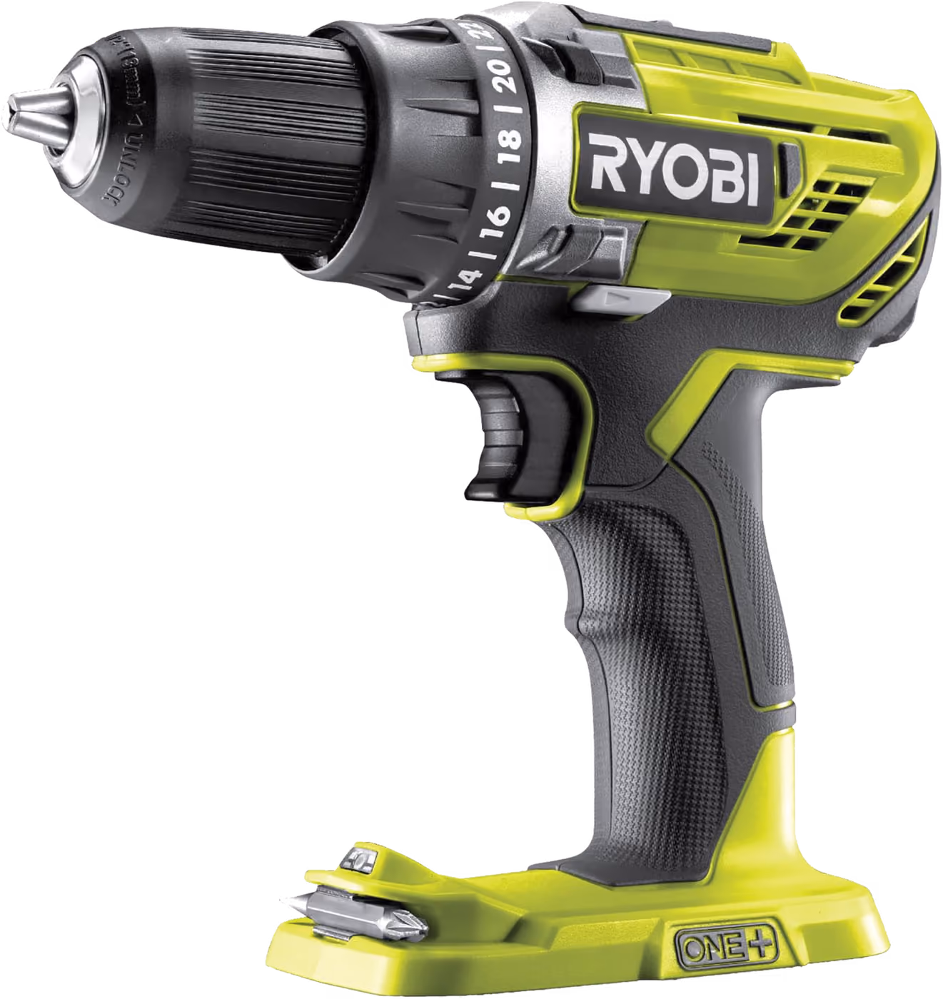Ryobi ONE+ R18DD3-0 Kompakt-Akku-Bohrschrauber in Hyper Green, ohne Akku